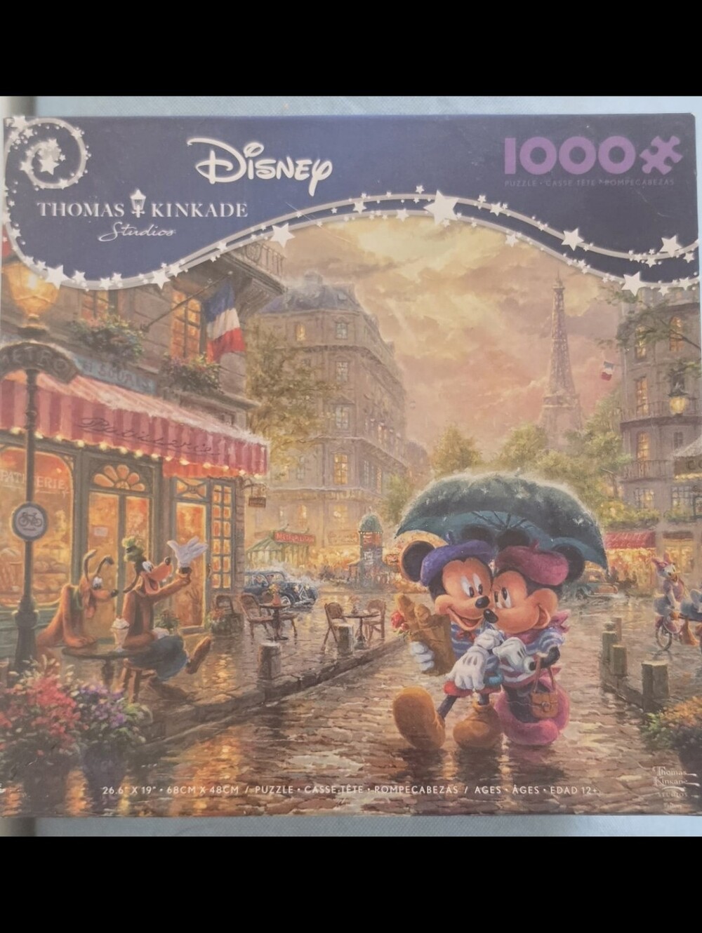 Disney Thomas Kinkade Mickey & Minnie in Paris 1000-Piece Puzzle w/ Poster